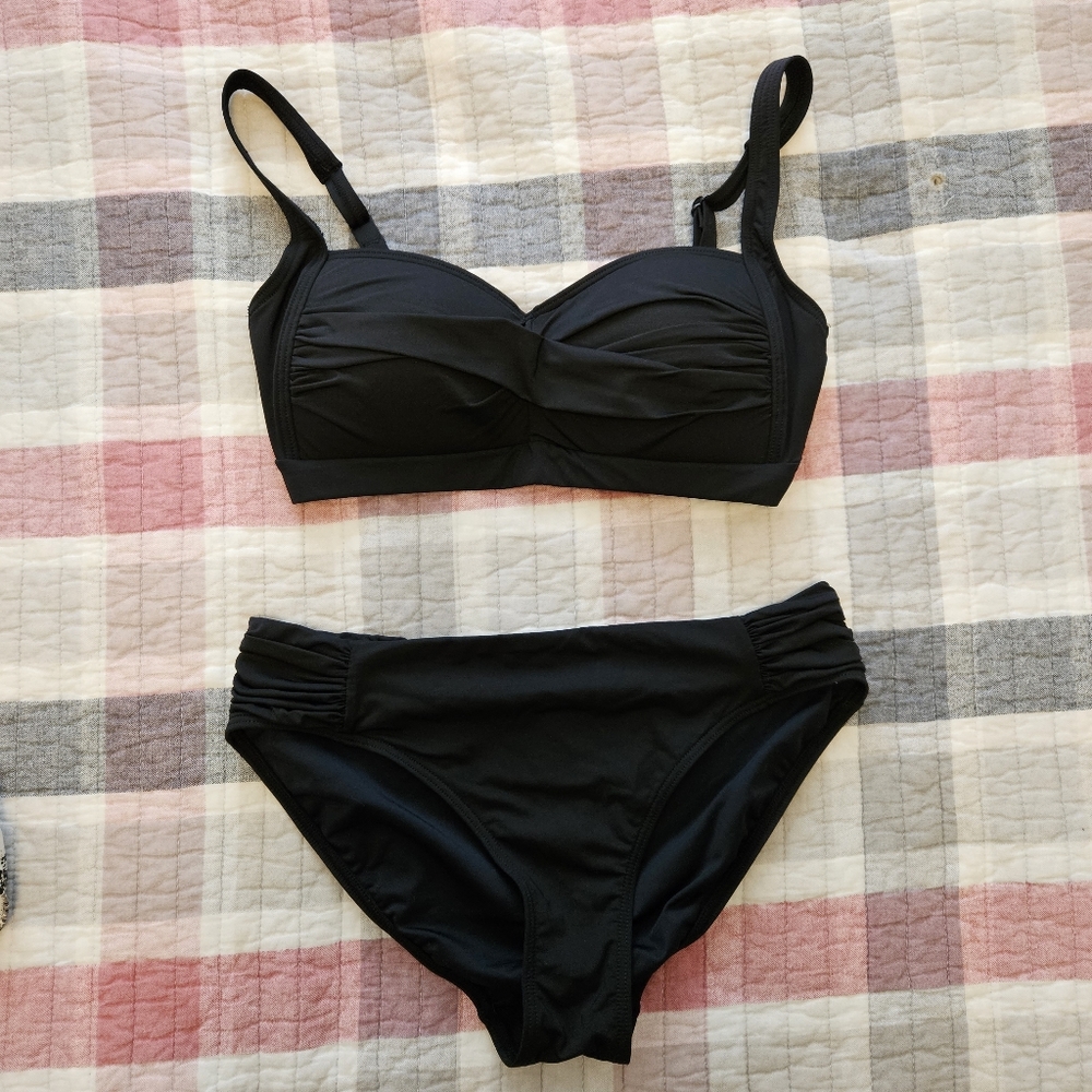 Nip Tuck Swimwear Gamma Texture Bikini Set Black